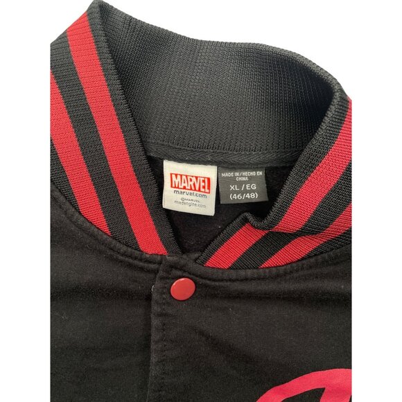 Marvel Deadpool XL Varsity Jacket Black & Red Cotton Blend - Picture 3 of 7